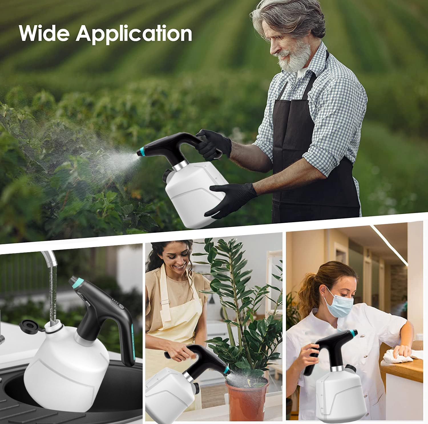 Botella pulverizadora eléctrica de 0.5 galones para plantas, regadera automática de 0.5 galones con boquilla ajustable para jardín, fertilización,