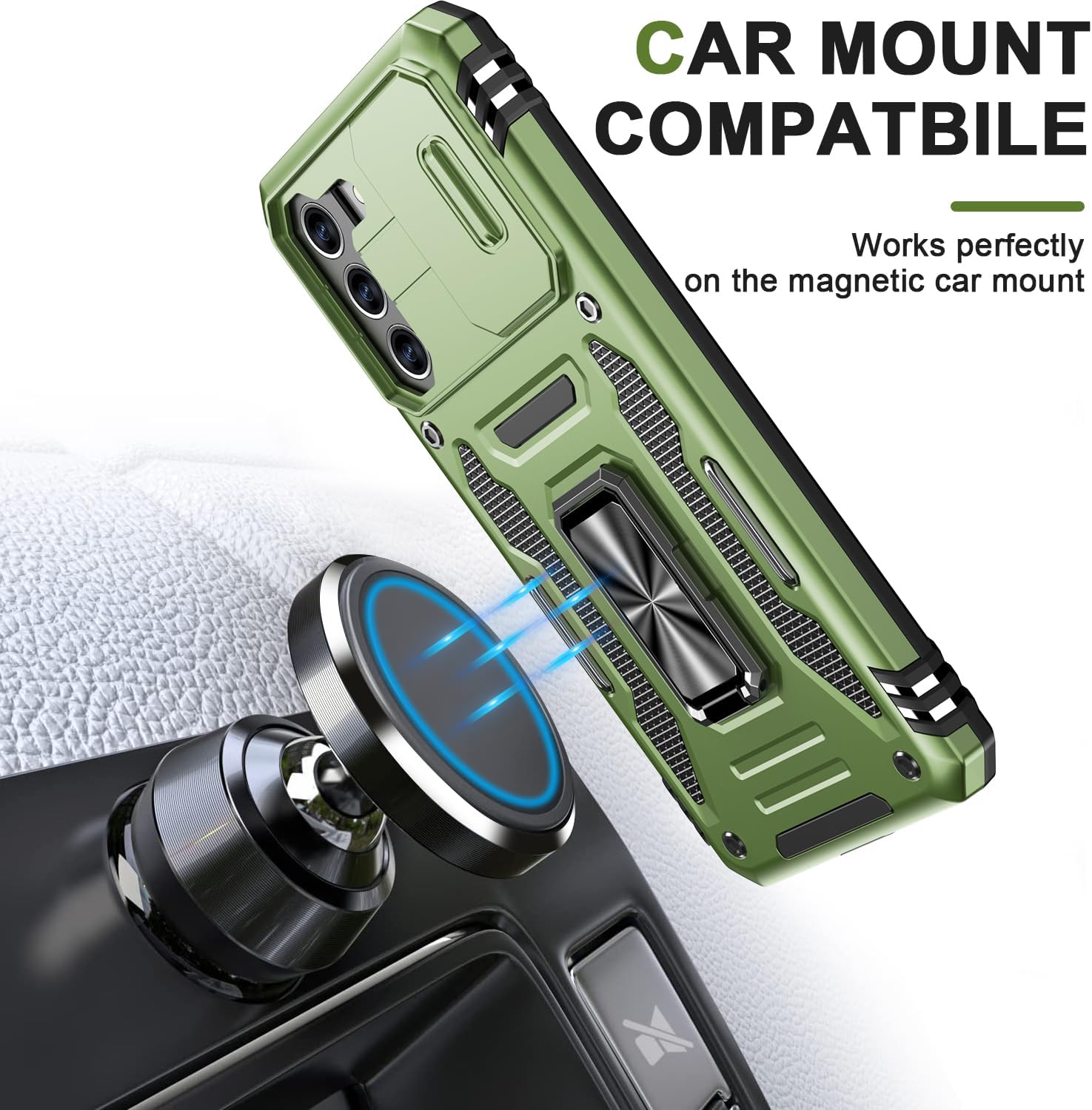 AUPAI Funda para Samsung Galaxy S23 FE con cubierta para cámara, funda de grado militar para Samsung S23 FE con protector de pantalla, prueba de