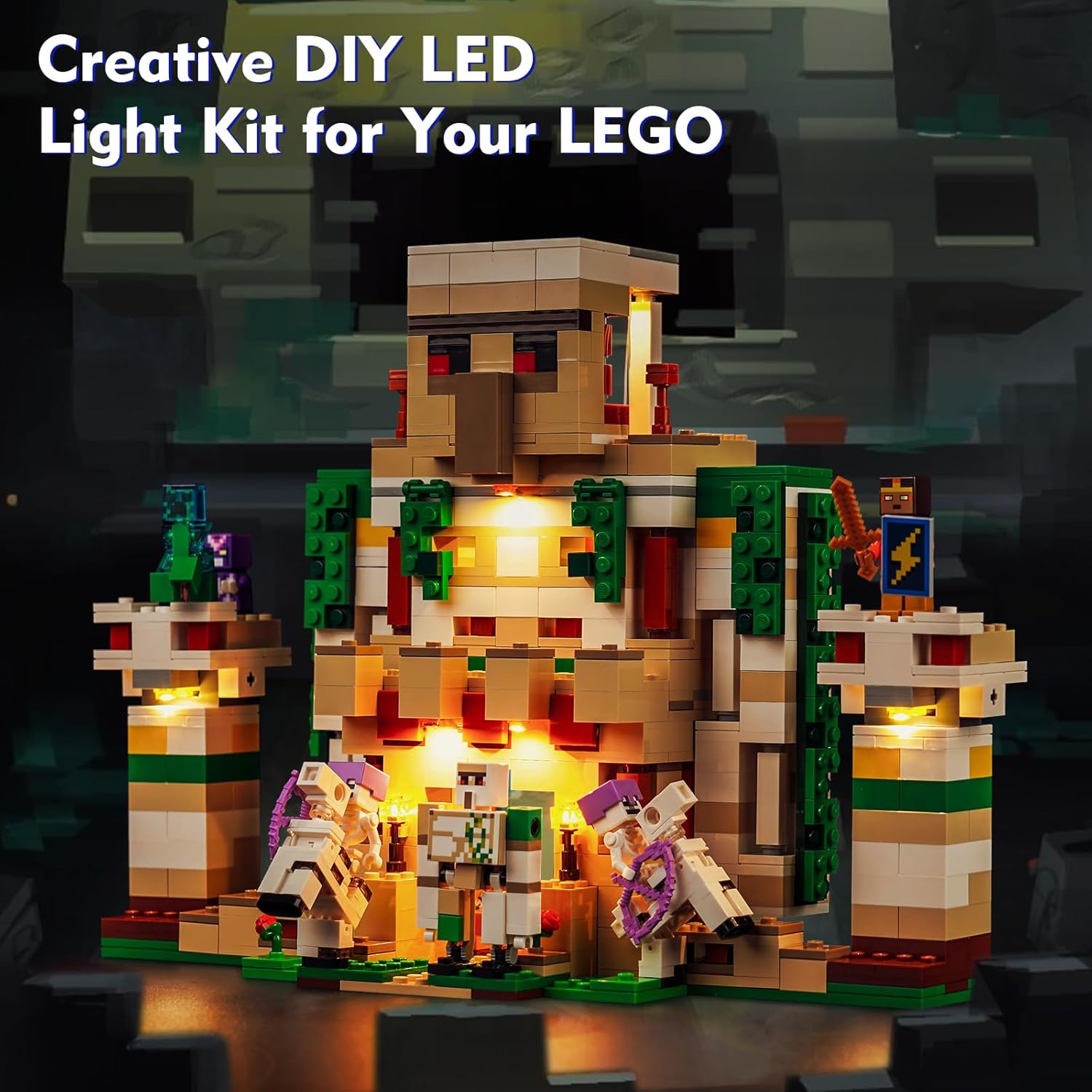 Kit de luces LED para Lego The Iron Golem Fortress 21250, 2023, juego de iluminación creativa, accesorios compatibles con Lego 21250 (solo luces,