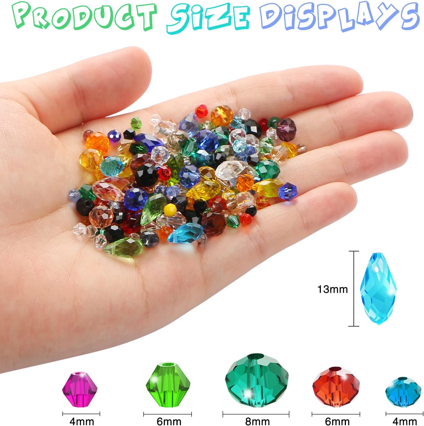 MIKIMIQI 750 cuentas de cristal surtidas para hacer joyas, cuentas de cristal de Rondelle facetadas coloridas con caja, cuentas espaciadoras de