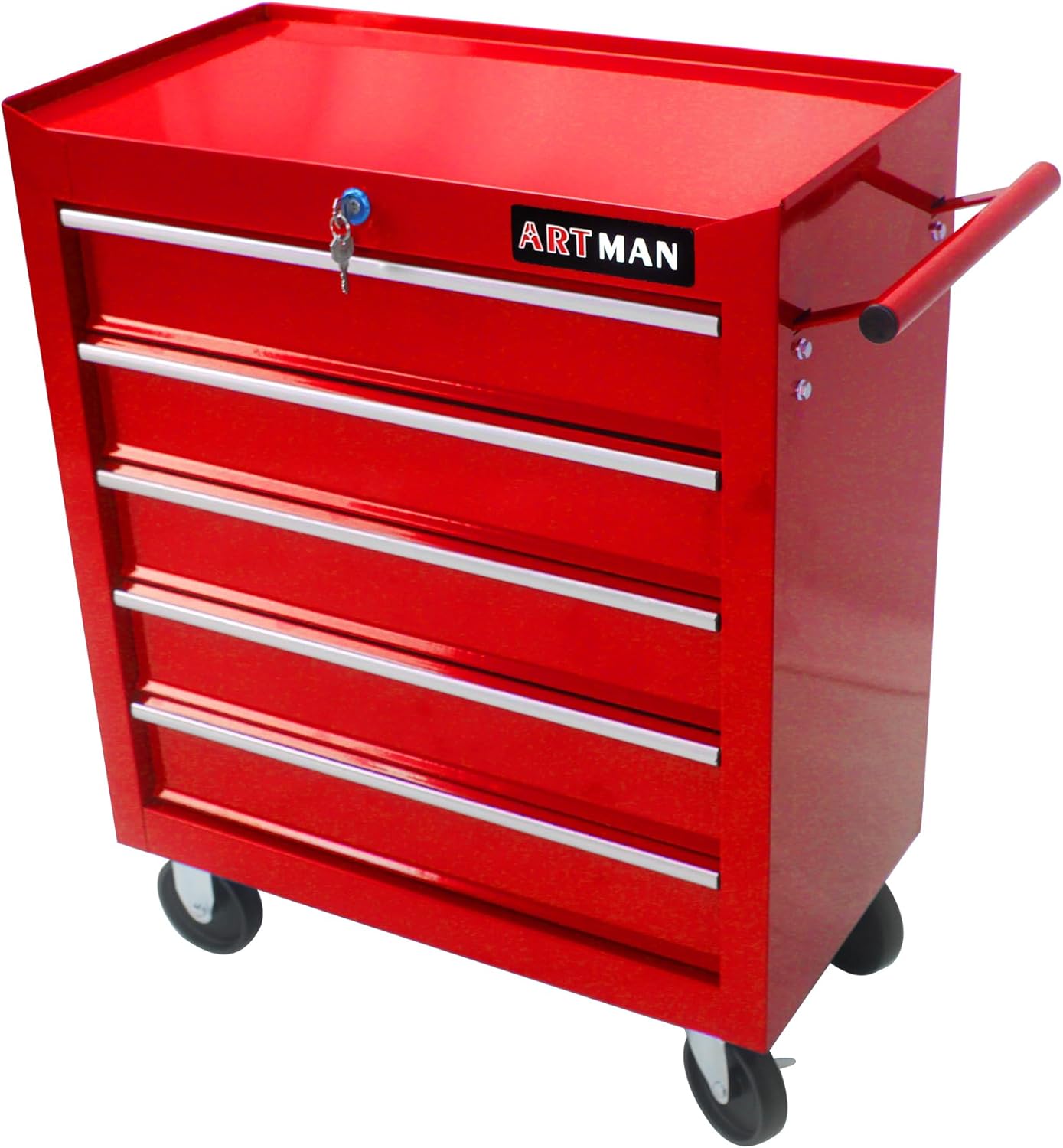 Carrito de herramientas de 5 cajones grandes con ruedas, caja de herramientas rodante, organizador de herramientas para garaje, almacén, taller,