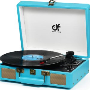 Tocadiscos portátil de maleta con Bluetooth vintage con altavoces integrados, tocadiscos de 3 velocidades con grabación de audio de vinilo USB, Tocadiscos portátil de maleta con Bluetooth vintage con altavoces integrados, tocadiscos de 3 velocidades con grabación de audio de vinilo USB,