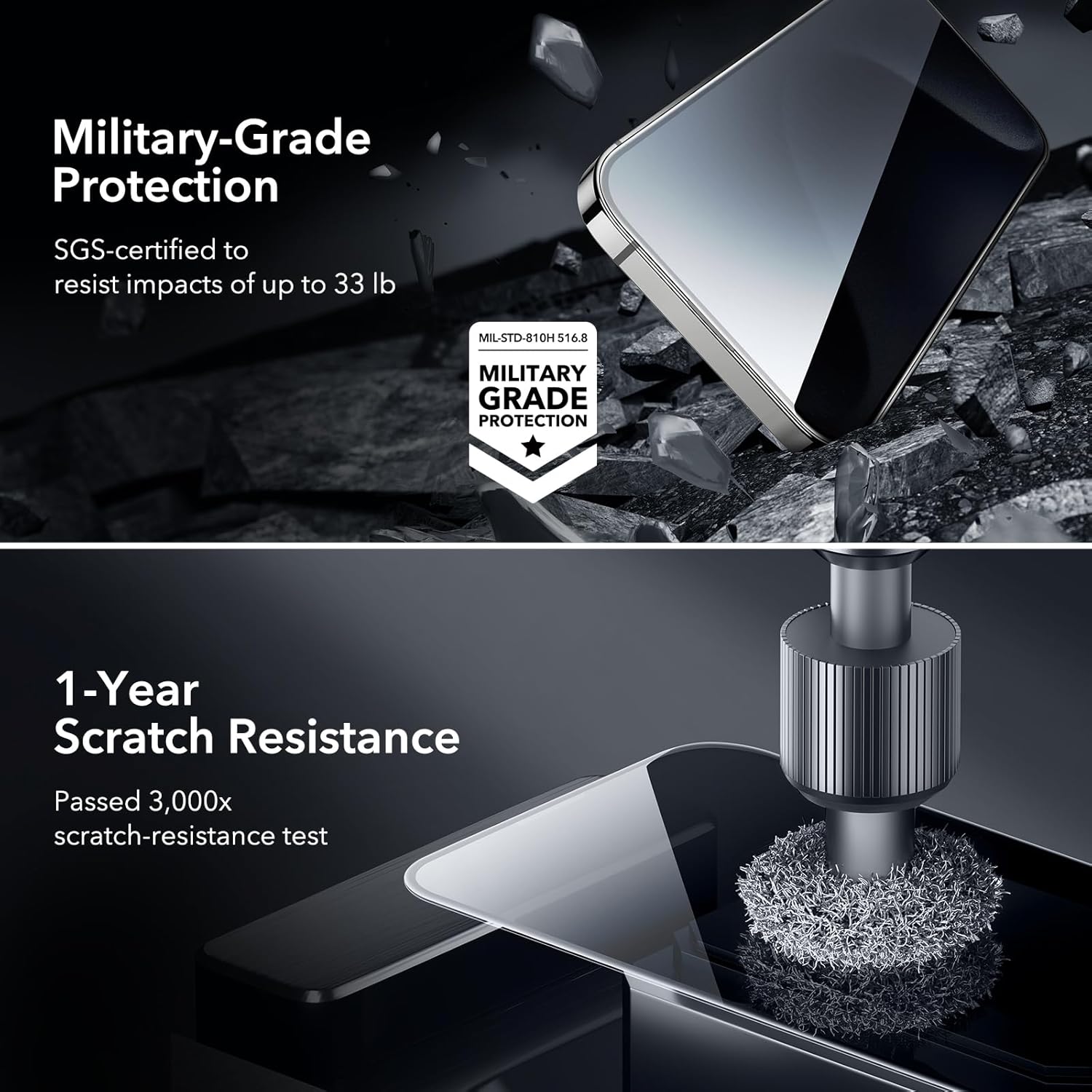ESR Paquete de 3+2 protectores de pantalla de privacidad para iPhone 15 Pro, protector de pantalla de privacidad de vidrio templado antiespía,