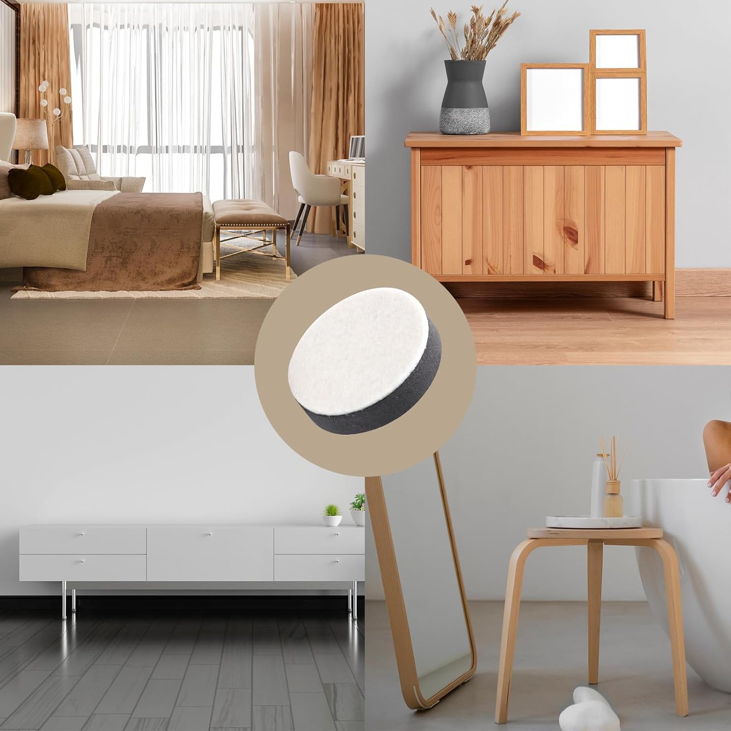 Antrader Elevadores de muebles de forma redonda autoadhesivos, elevadores de mesa, sofá y gabinete, añade altura de 0.6 pulgadas, color negro