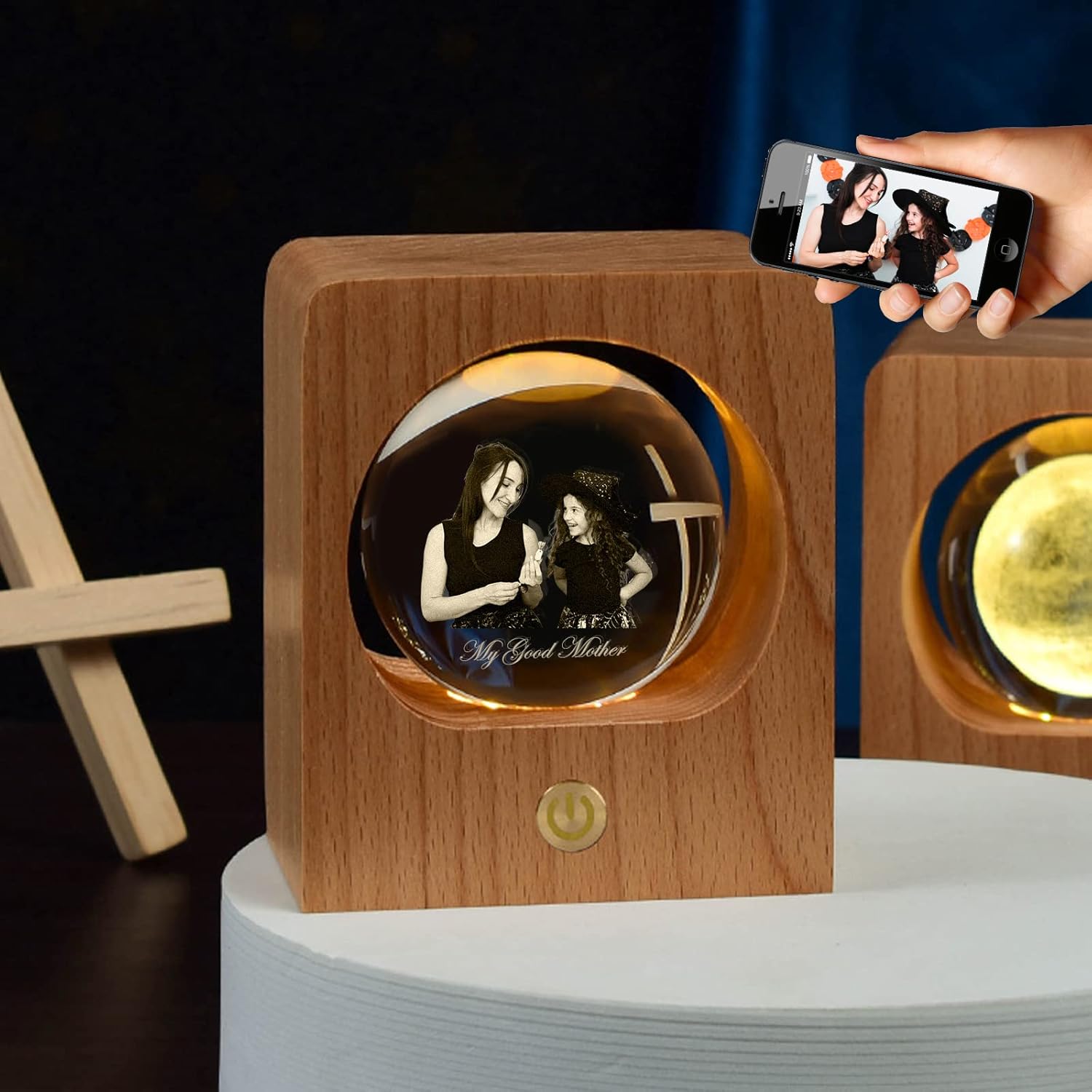 DEZUNTU Foto personalizada de bola de cristal 3D, imagen grabada en 3D personalizada en vidrio, regalo de recuerdo conmemorativo para cumpleaños del