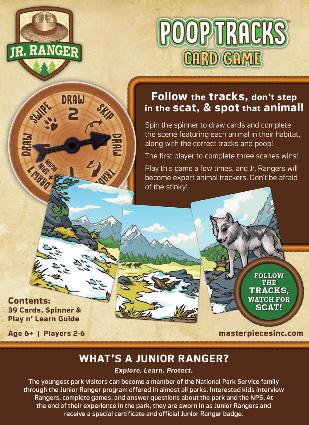 MasterPieces Juegos con licencia para niños – Jr Ranger – Poop Tracks Kids Juegos de cartas para niños y familia, para reír y aprender mediano