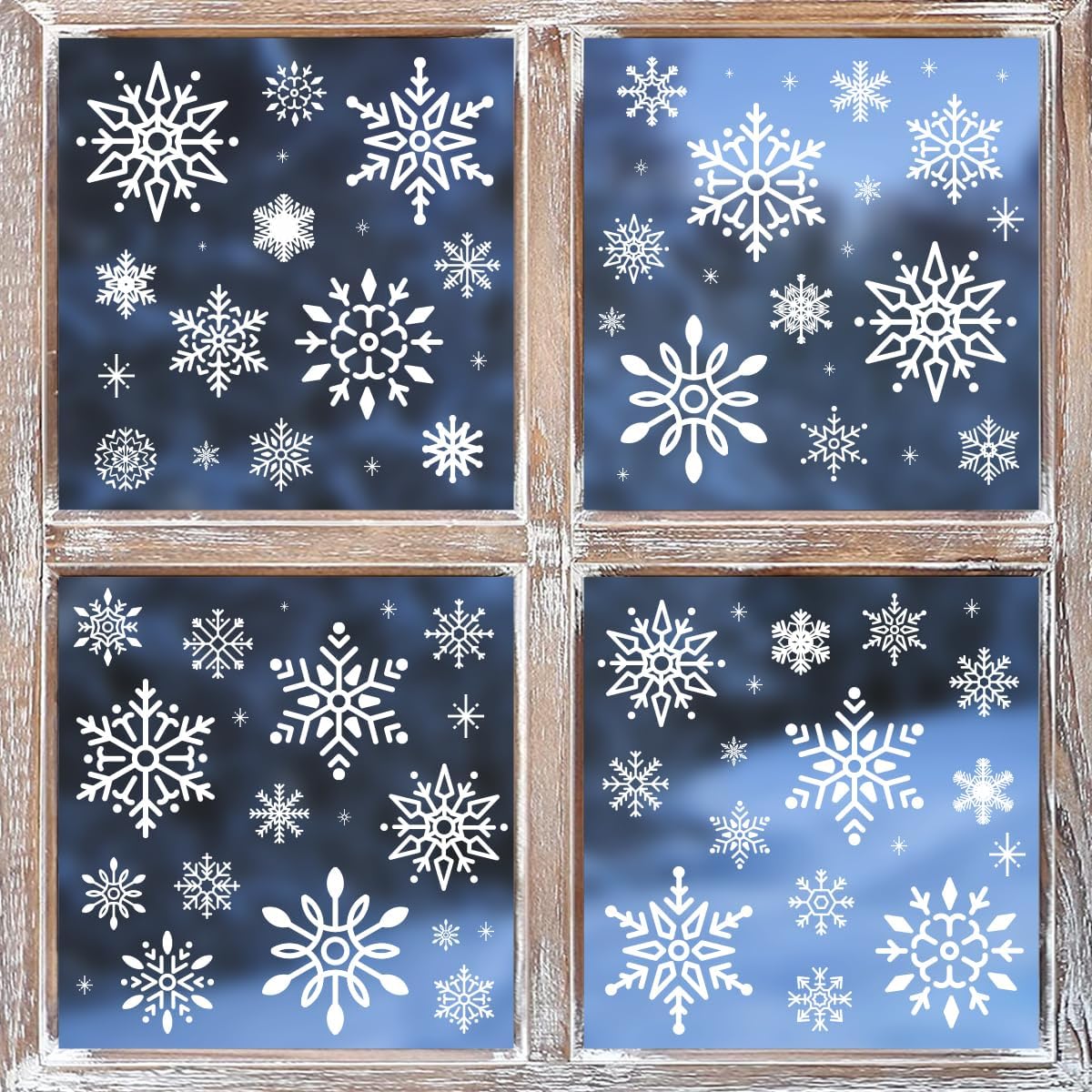 Horaldaily 244 calcomanías de Navidad para ventana, nieve blanca para suministros de fiesta en el hogar, decoración de cristal