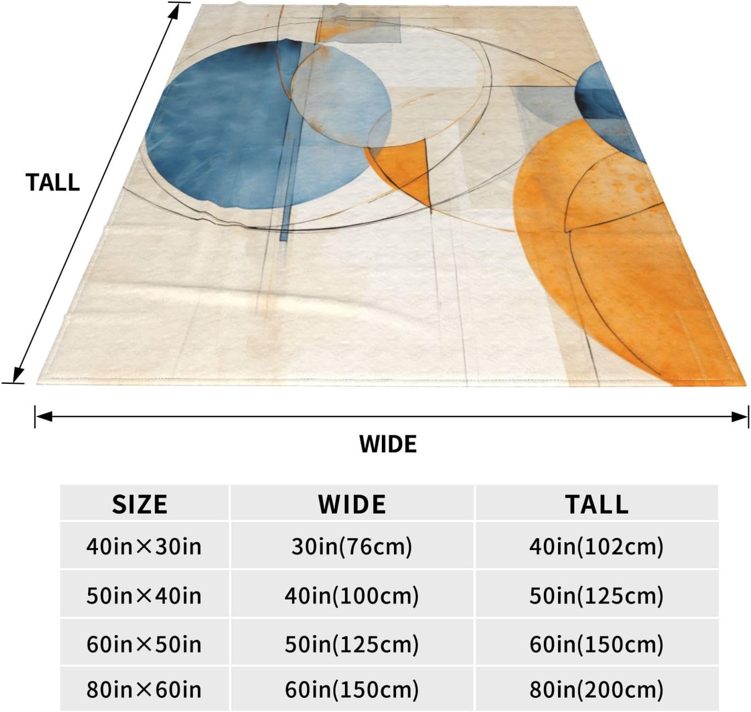 B837 – Manta con patrón abstracto naranja y azul, para todas las estaciones, manta de franela impresa para sofá, cama, silla, habitación, decoración