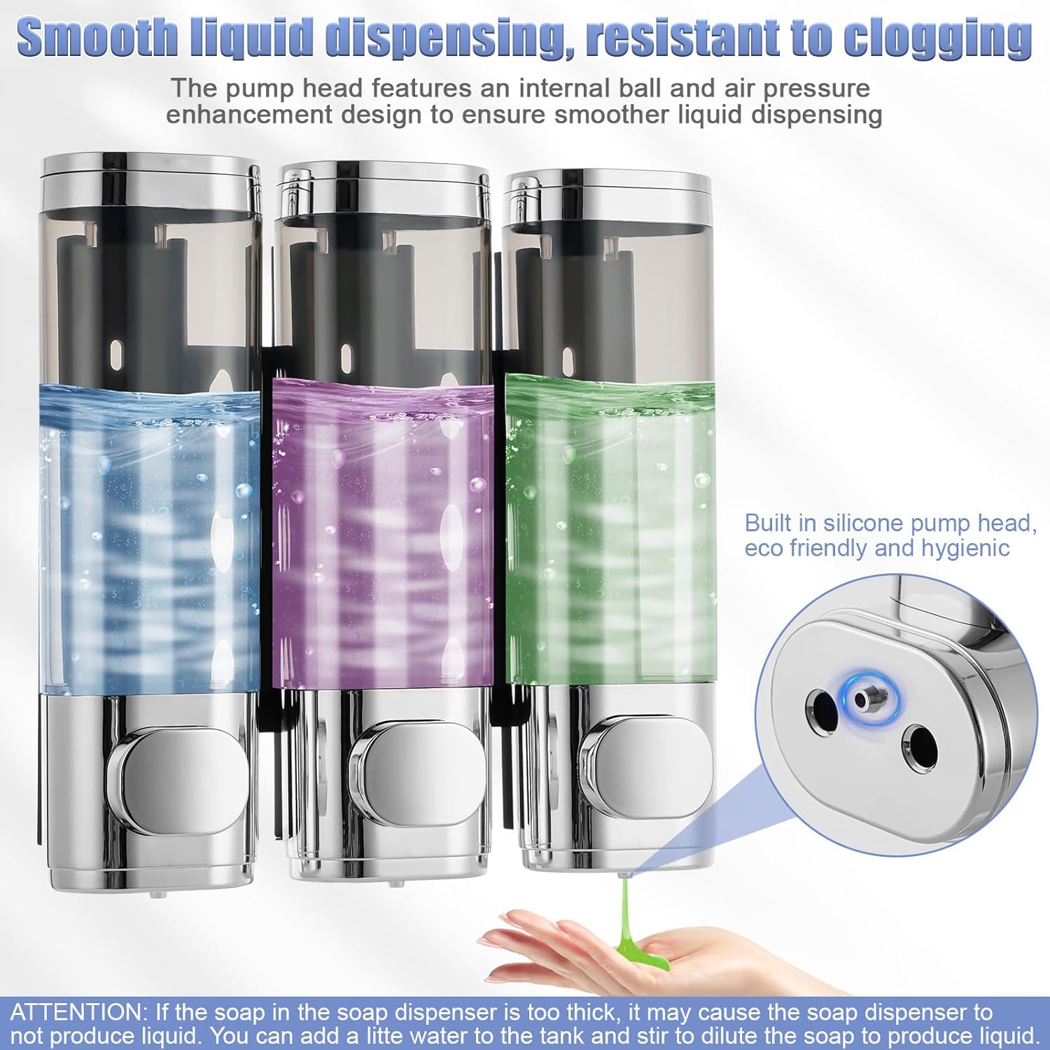 Dispensador de champú y acondicionador, dispensador de jabón de ducha 3 en 1, sin taladro, dispensador de champú montado en la pared para ducha,