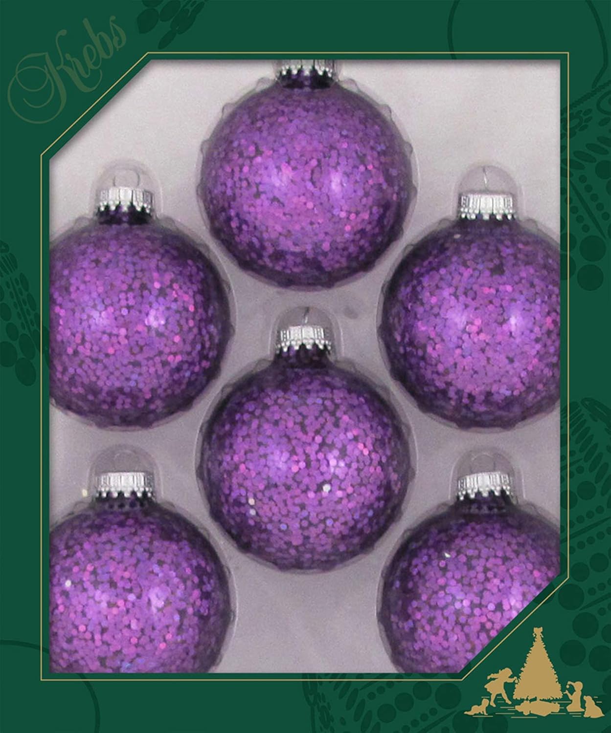 Adornos de vidrio para árbol de Navidad, 2.638 in  2.63 pulgadas 6 piezas bolas de diseño de Christmas By Krebs sin costuras, decoración para colgar