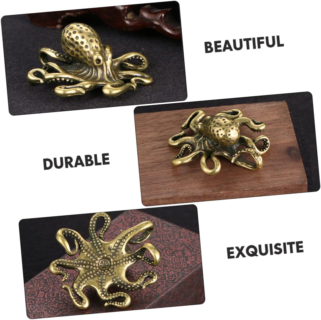 BESTOYARD 3pcs Brass Octopus Mini Octopus Figurines Indoor Toys Feng Shui Aniaml Statue Octopus Figure Retro Octopus Ornament Vintage Ornaments Fish