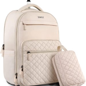ZOMFELT Mochila con ruedas para mujer, mochila de viaje con ruedas, mochila para laptop de 17 pulgadas con bolsa de aseo, mochila de mano con ruedas ZOMFELT Mochila con ruedas para mujer, mochila de viaje con ruedas, mochila para laptop de 17 pulgadas con bolsa de aseo, mochila de mano con ruedas