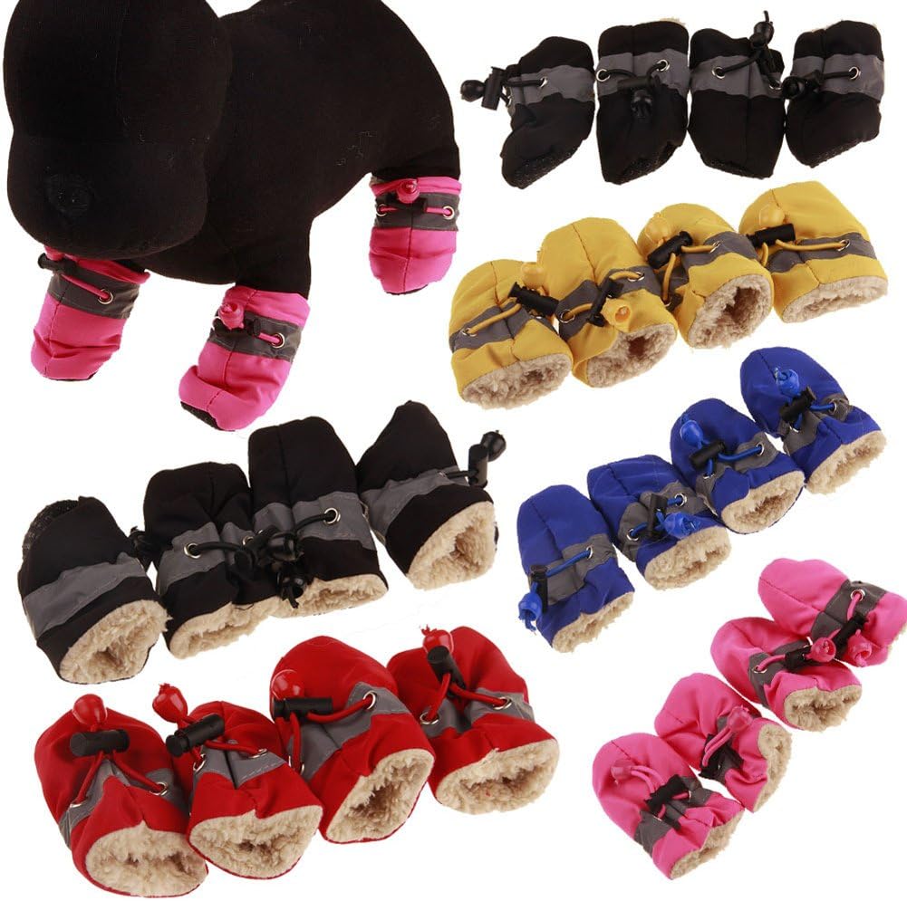Zapatos para mascotas, botas para perros, protege las patas de perro, 4 unidadesjuego de botas de lluvia cálidas de invierno para mascotas, zapatos