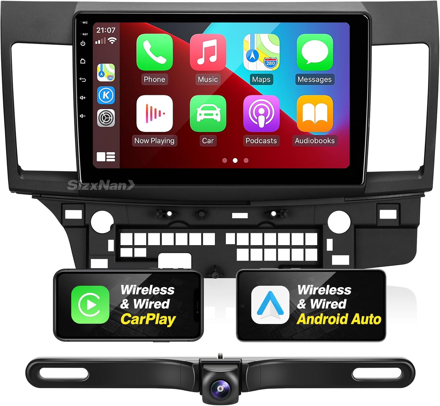 Pantalla táctil para radio Android Lancer 2008-2017 compatible con Carplay Android Auto, radio de coche estéreo Bluetooth navegación reproductor