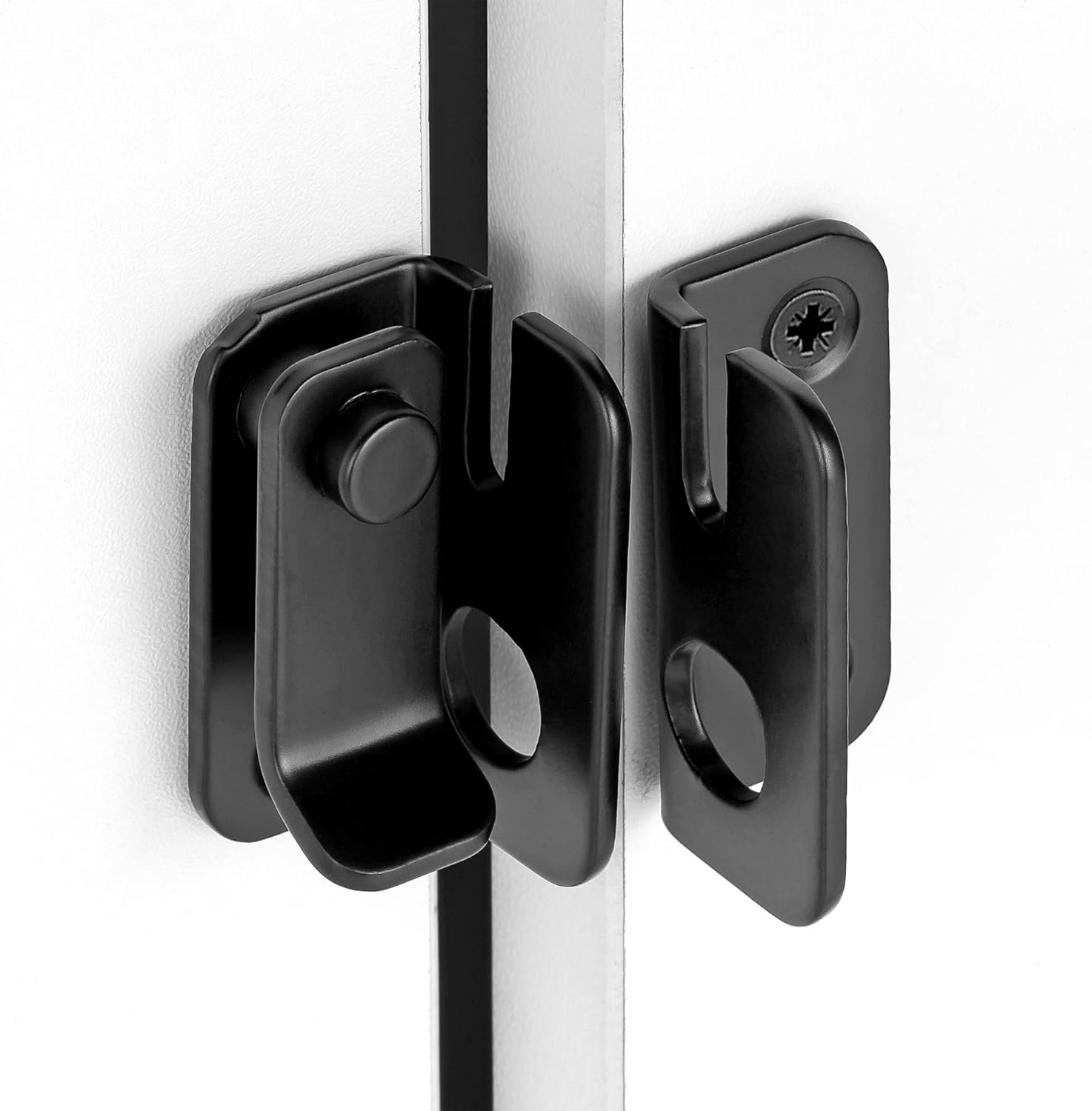 2 Packs Flip Latches1.81 x 1.77Black Stainless Steel Thickened Heavy Duty Hasp barn gate flip Door Latch Bi-fold Door Lock,Sliding Door Antique Lock
