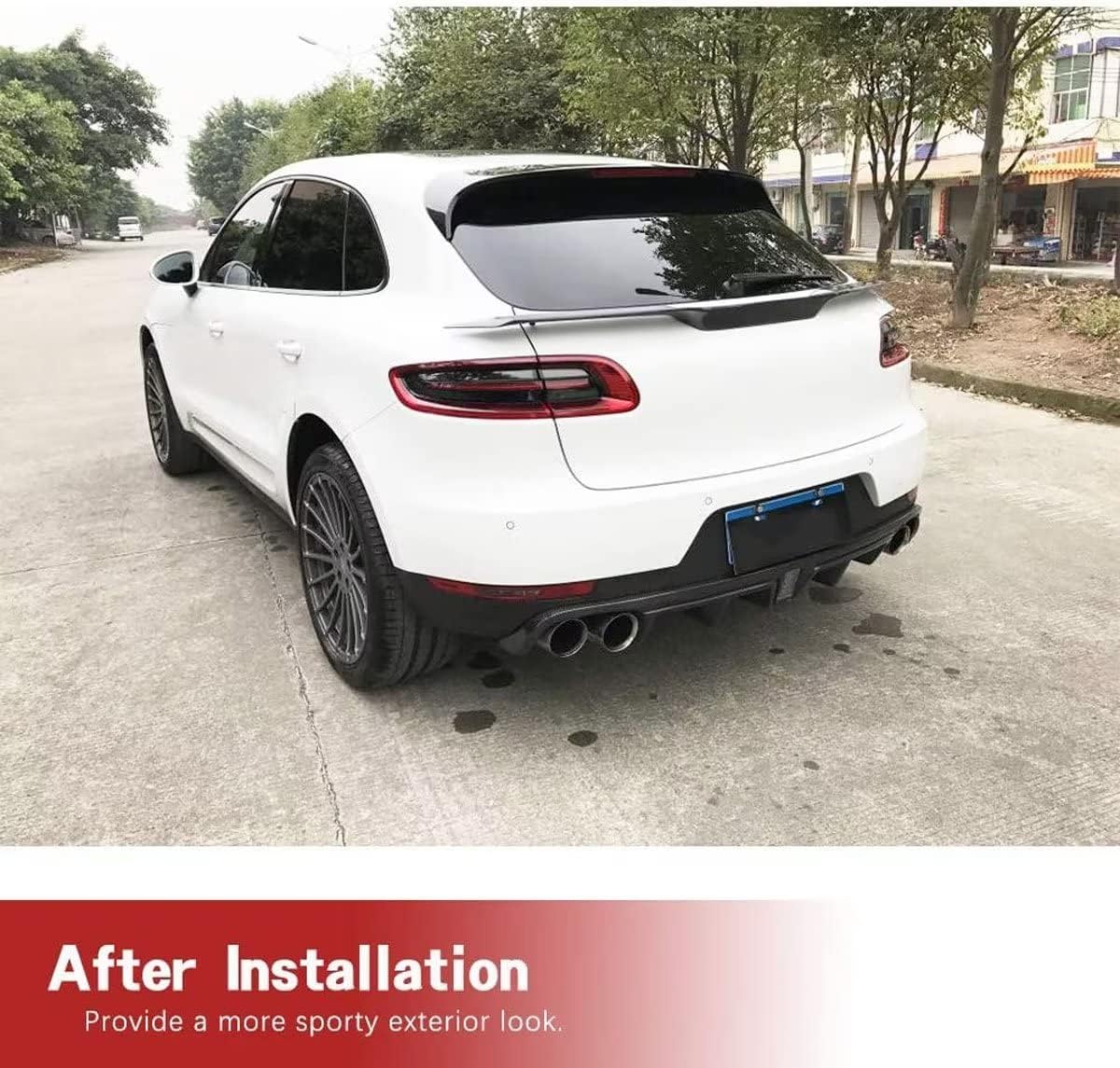 Difusor trasero de fibra de carbono para Porsche Macan Sport Utility 2014-2020, cubierta de parachoques, alerón de labio inferior, protector de