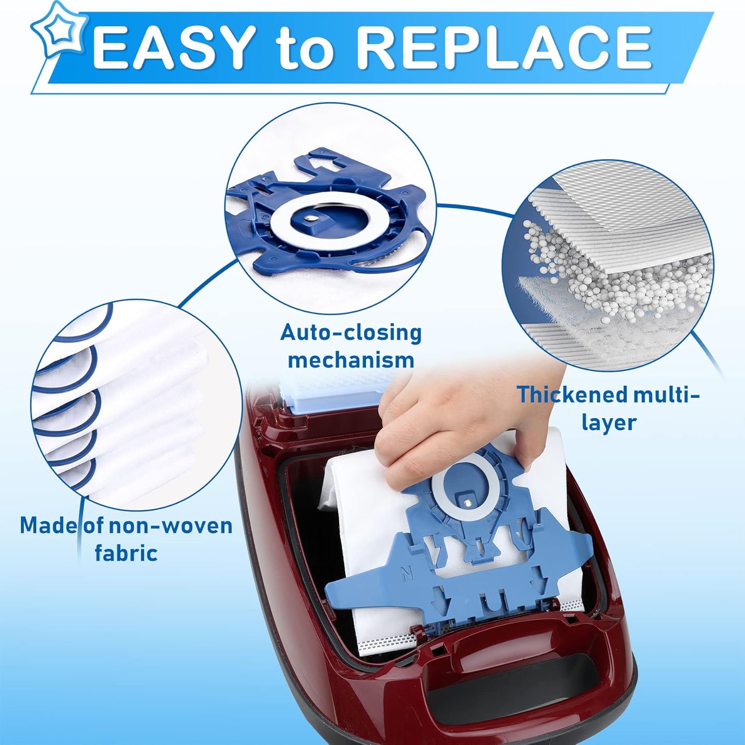 Aryavos Airclean GN 3D Efficiency – Bolsas de vacío para Miele Classic C1 C2 C3 S227 S240 S270 S400 S2 S2 S5 S8 Series incluye 10 bolsas de repuesto