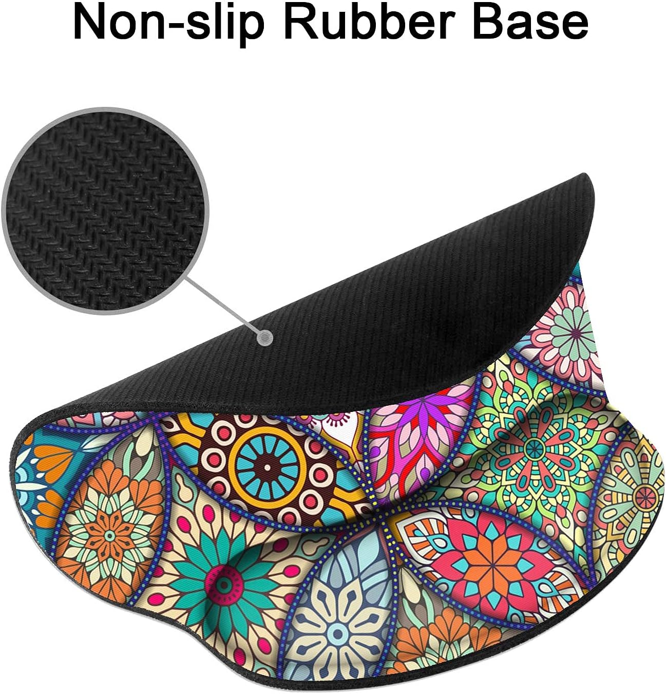 Britimes Ergonomic Mouse Pad with Wrist Support Mandala Floral Non-Slip Rubber Base Mousepad for Home Office Gaming Working Computers Laptop Easy