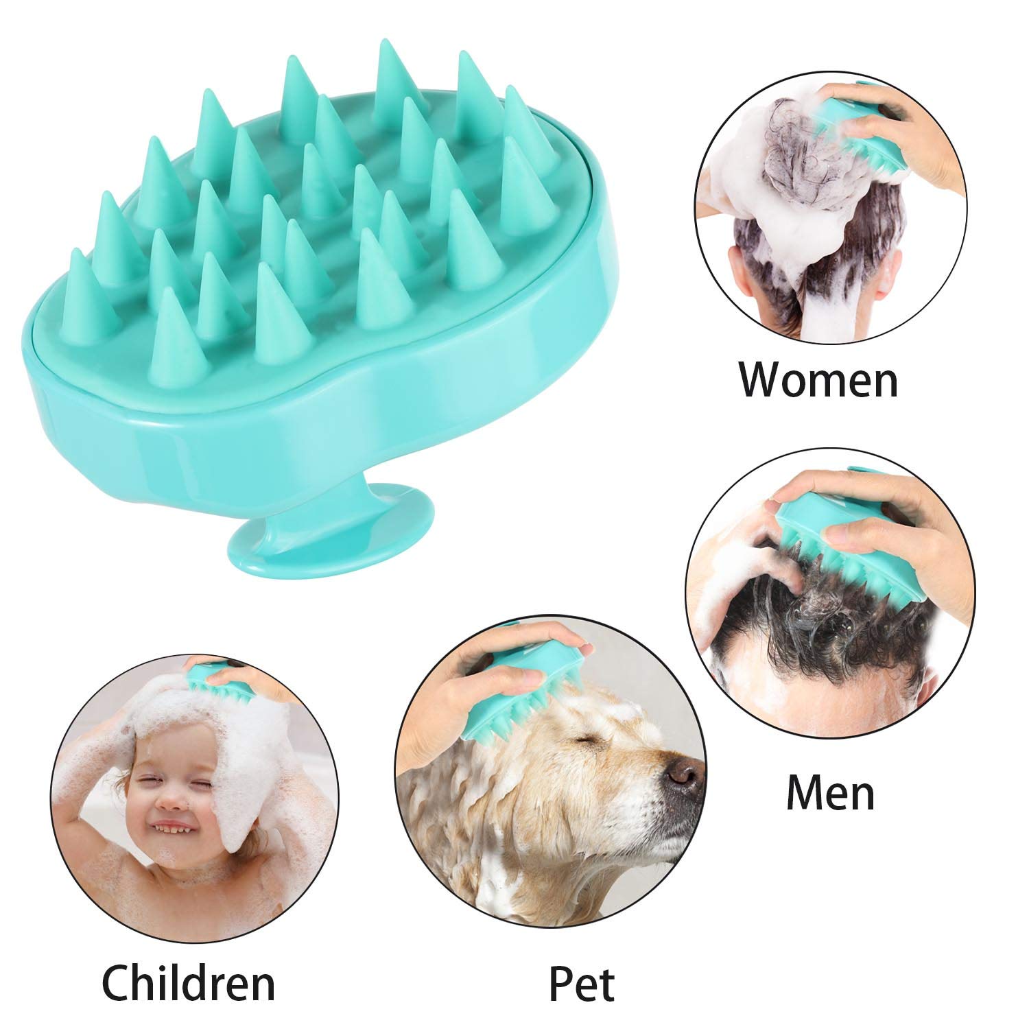 Cepillo de champú para el cabello, masajeador de cuero cabelludo, limpiador de cuero cabelludo, herramienta de lavado de cabello para todo tipo de