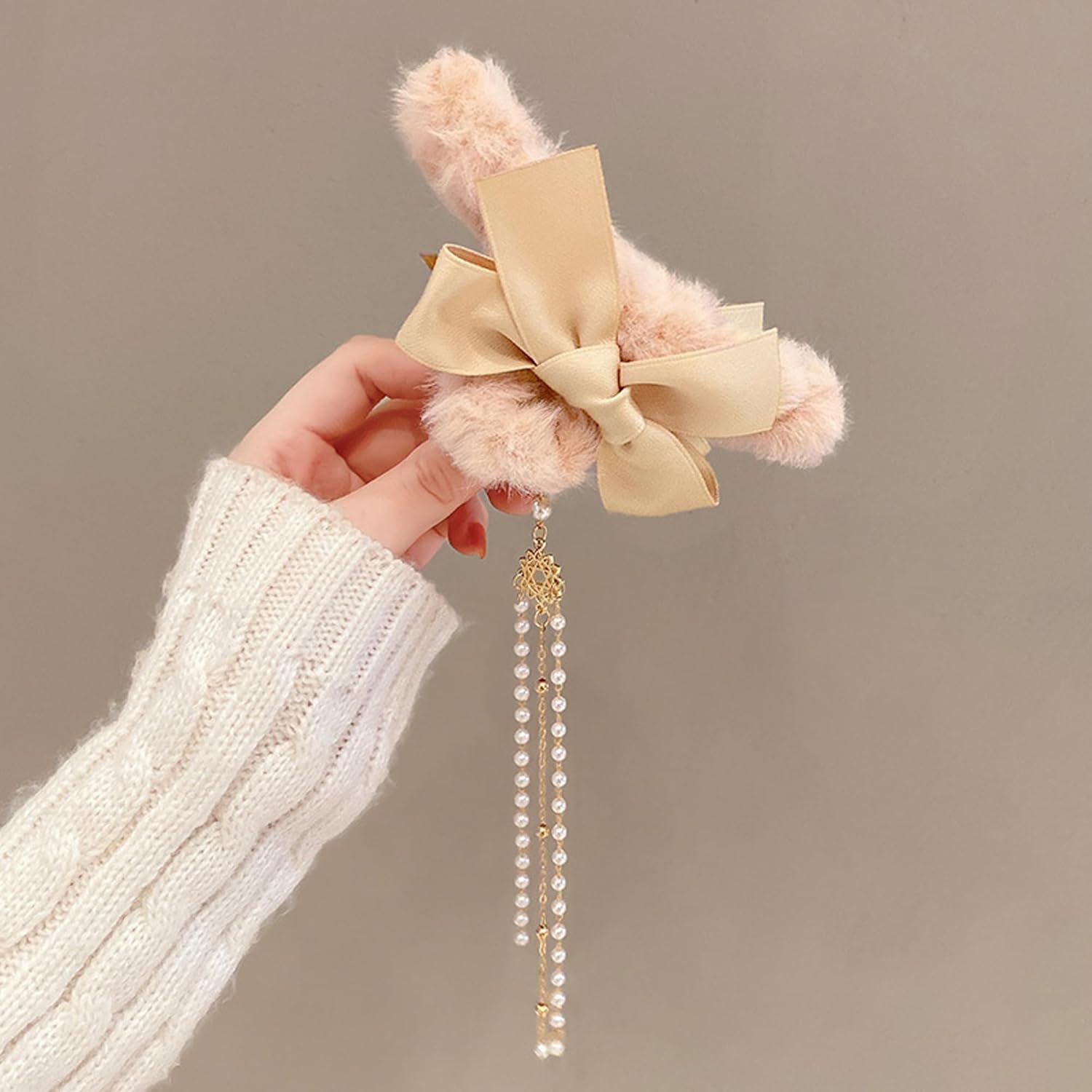 Lindas pinzas para el cabello para mujeres y niñas, pasadores de pelo con perlas de diamantes de imitación (pinza de pelo de perlas marrones)