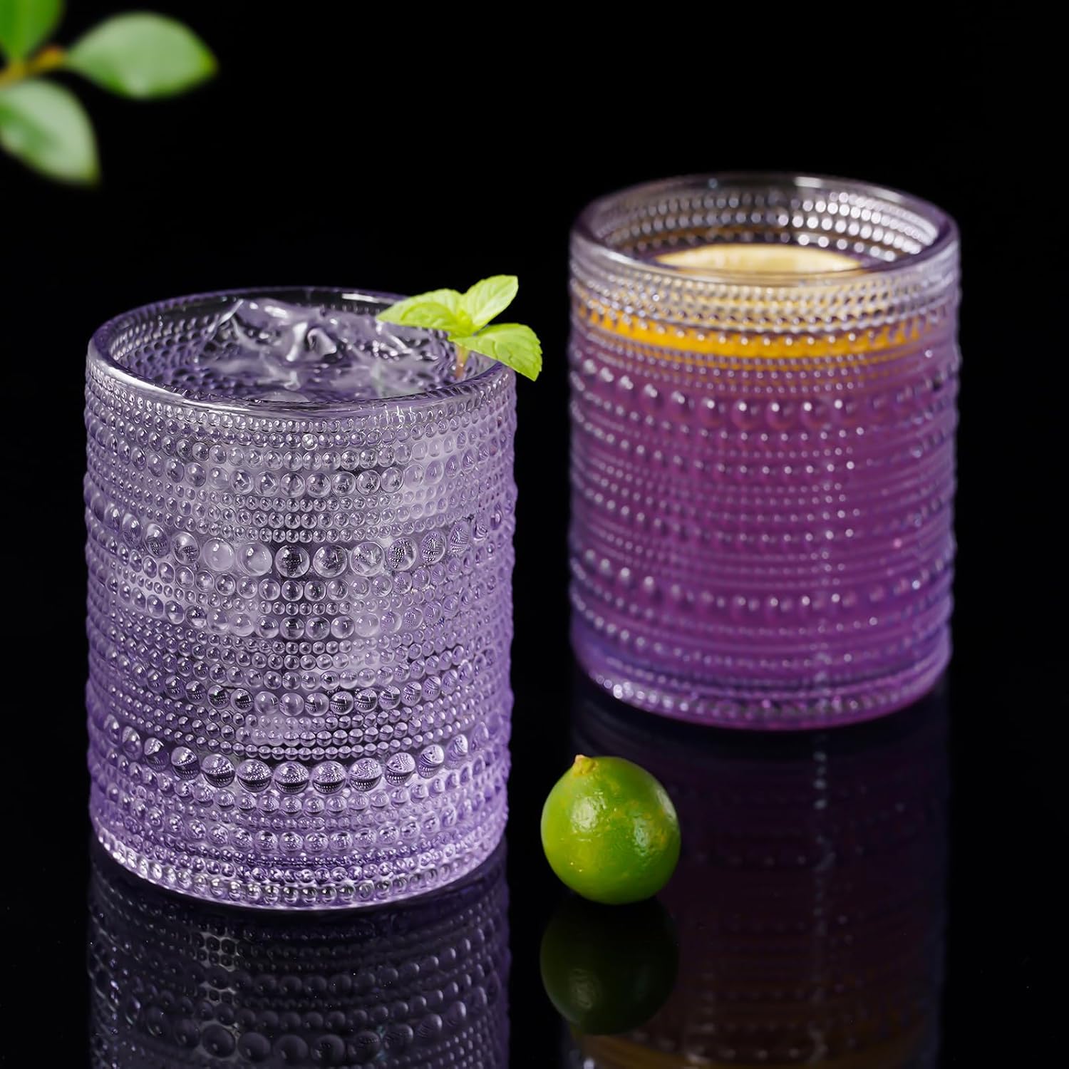 Paquete de 6 vasos para beber Hobnail de 10 onzas, vaso de vidrio moderno de 10 onzas, doble vidrio antiguo, cristalería de burbujas vintage