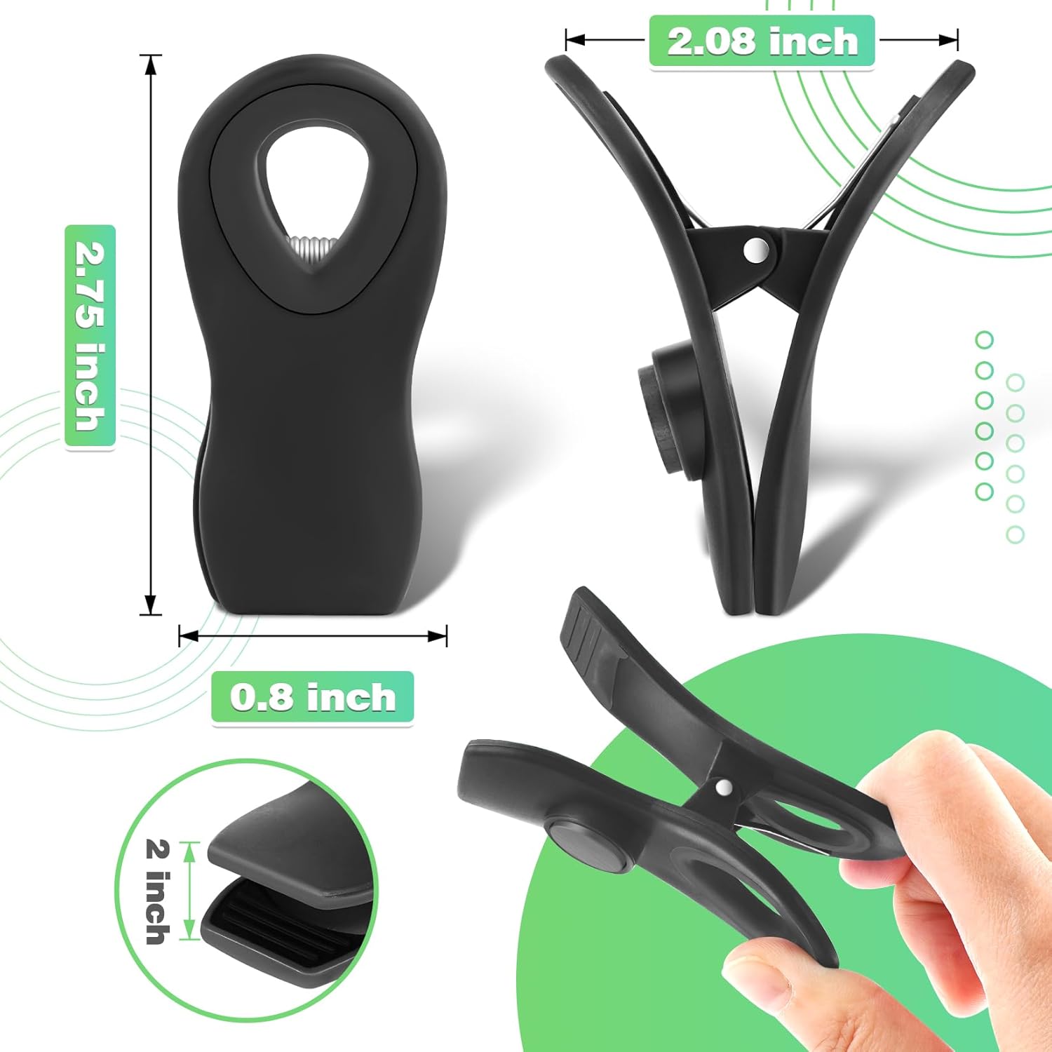 Paquete de 12 clips magnéticos para bolsas de alimentos, clips de cocina con imán para refrigerador, clips de bolsas de plástico para almacenamiento