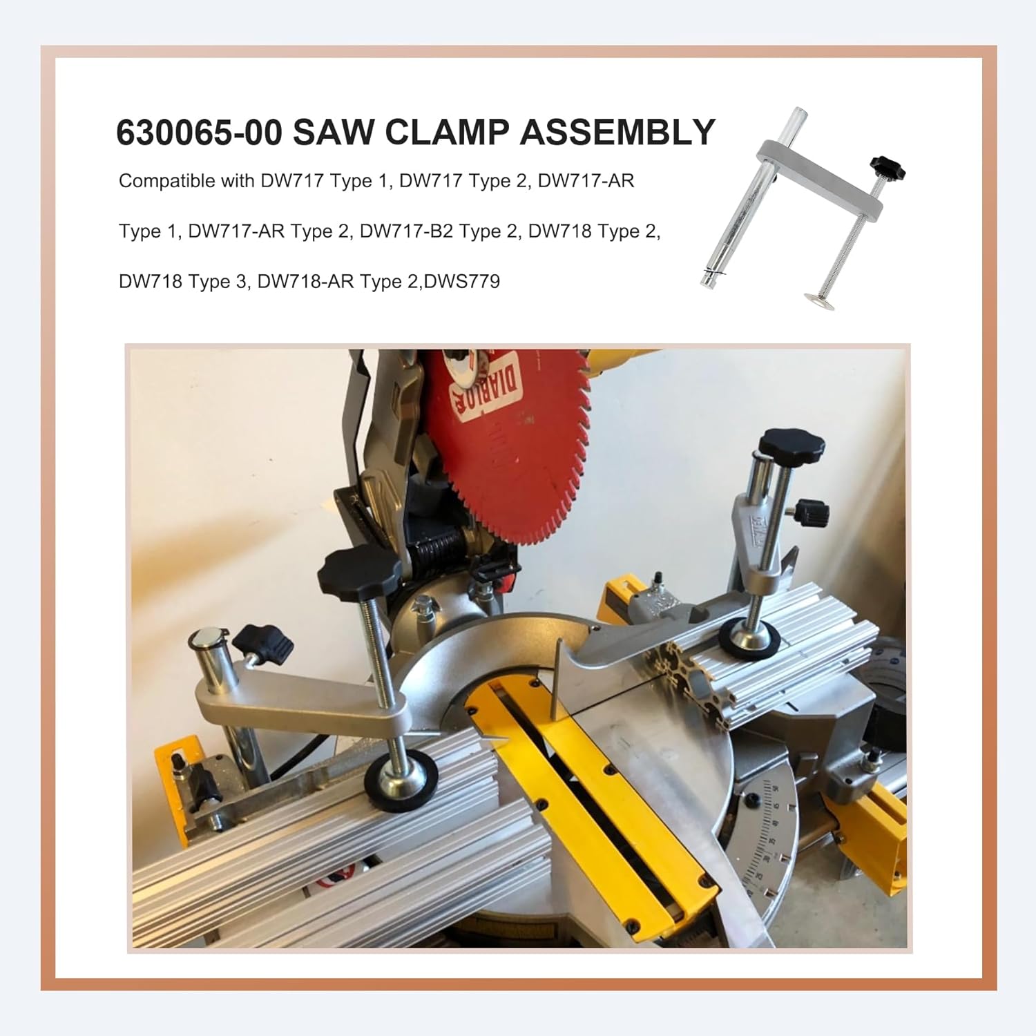 Powswopx Reemplazo de sierra ingletadora 630065-00 para DeWalt DW703, DW705, DW706, DW708, DW713, DW715, DW716 DW717 DW718 DWS779 DWS780