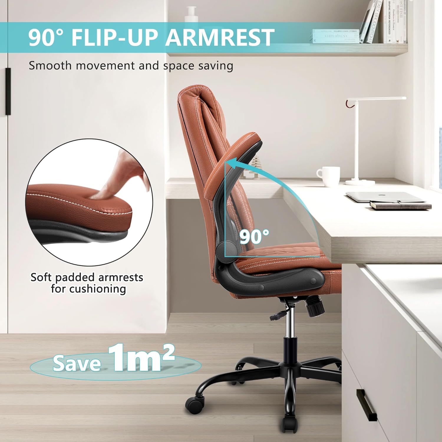 Silla de oficina, silla ejecutiva de cuero, sillas de escritorio de oficina en casa, silla ergonómica de escritorio para computadora con brazos
