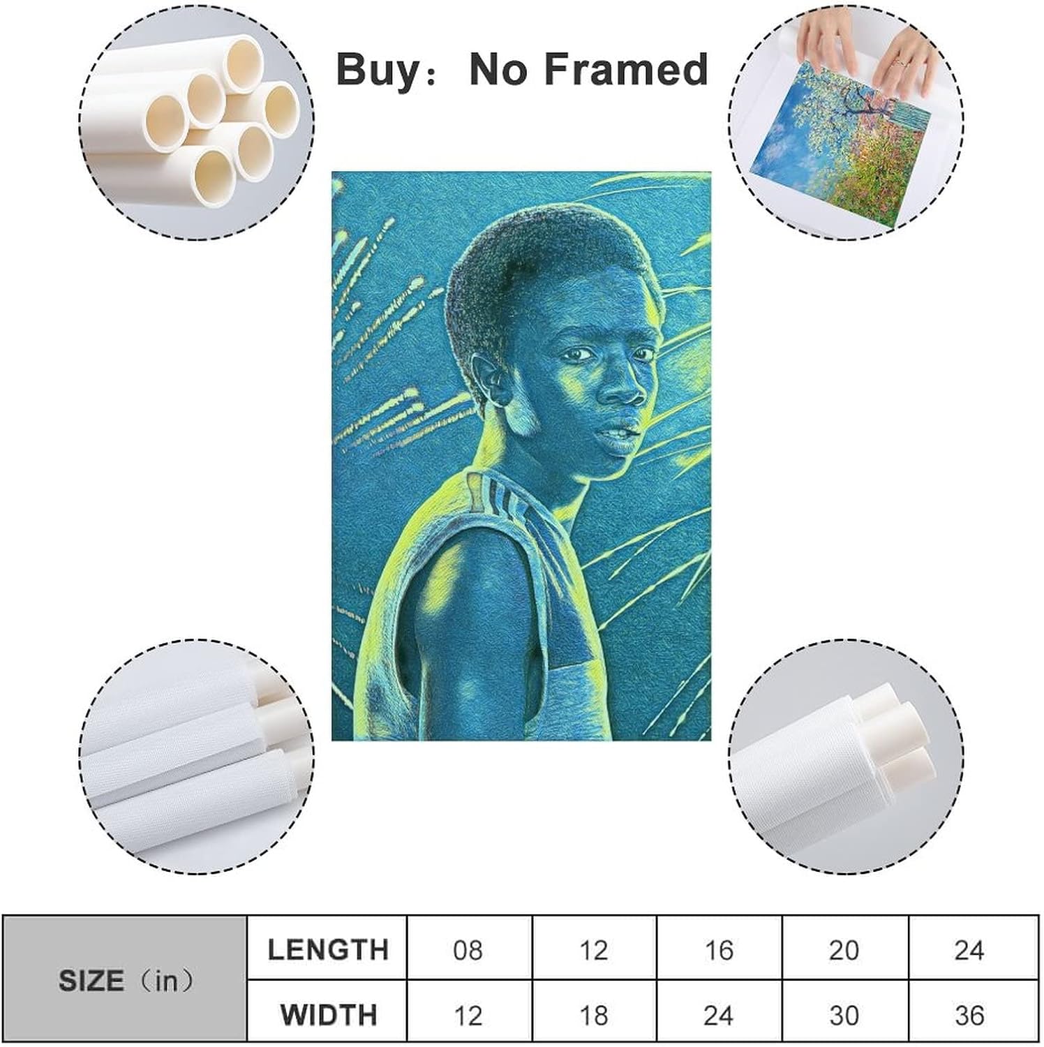 Caleb McLaughlin -Lucas Sinclair Modern Canvas Painting Wall Art for Living Room Bedroom Bathroom Office Home Decor 08x12inch(20x30cm) Unframe-style