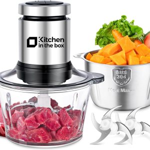 Kitchen in the box Procesadores de alimentos, mini picadora de carne y picadora de alimentos, picadora eléctrica de verduras con 2 cuencos (8 tazas Kitchen in the box Procesadores de alimentos, mini picadora de carne y picadora de alimentos, picadora eléctrica de verduras con 2 cuencos (8 tazas