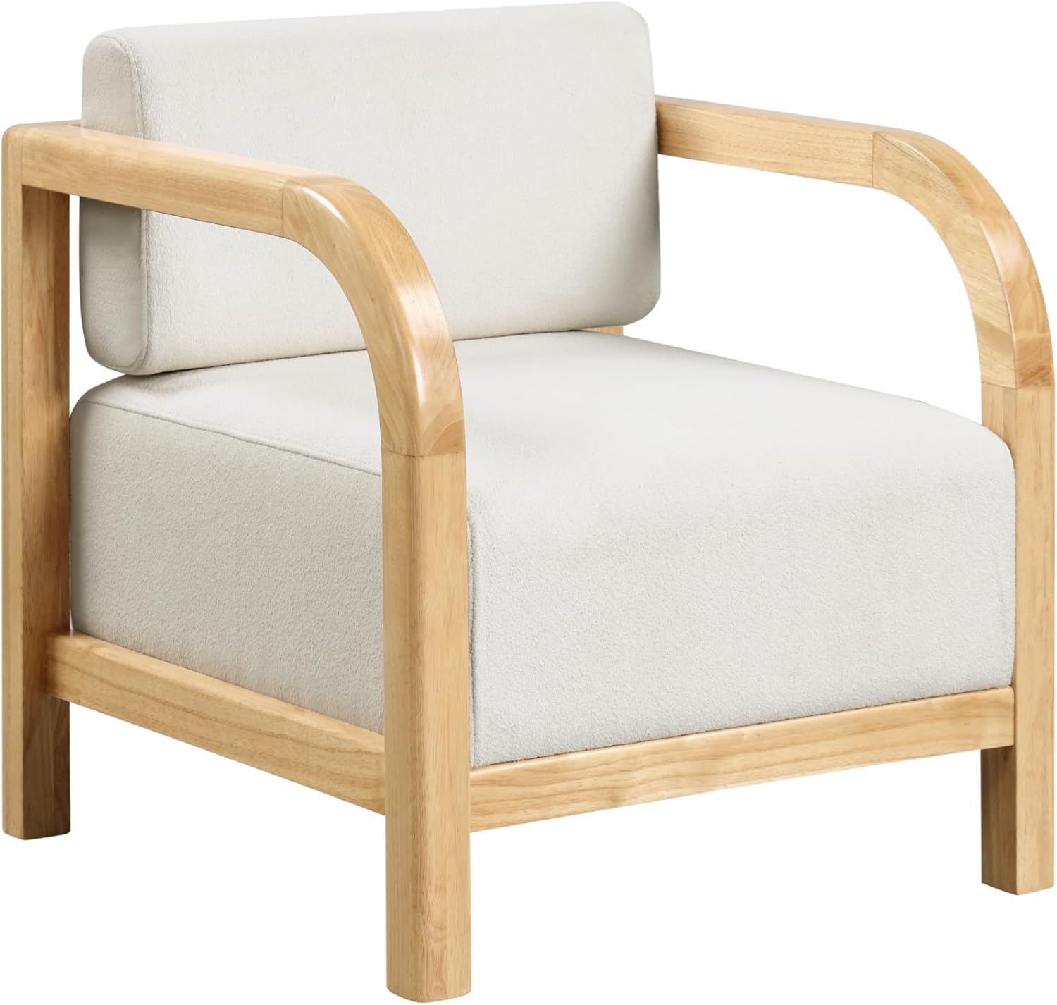 Nathan James Jayden – Silla escandinava decorativa, silla de dormitorio tapizada de lino con marco de madera maciza y asiento acolchado de felpa,