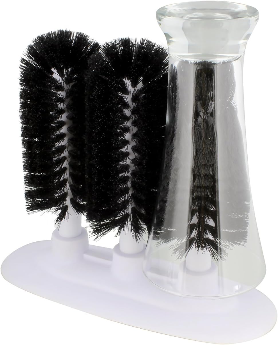 Cepillo de limpieza de vidrio, arandela de vidrio de 3 cepillos – Enjuague de vidrio triple, cepillo para lavadora de tazas, cepillos de vidrio para
