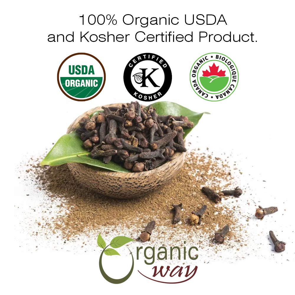 Organic Way Clavos seleccionados a mano cortados y tamizados (Syzygium aromaticum)  Añade sabor y aroma  Certificado orgánico y Kosher  Sin OMG y