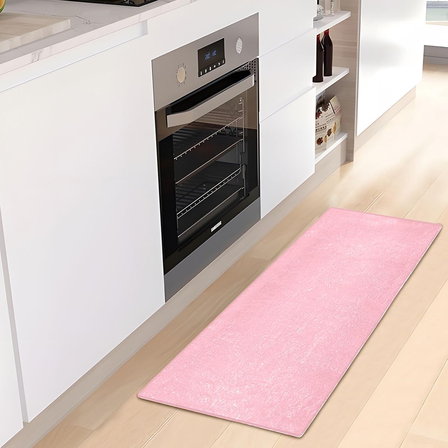 Joisal Shell – Alfombra de baño color rosa, lavable a máquina, alfombra trasera de goma absorbente, 39 x 20 pulgadas