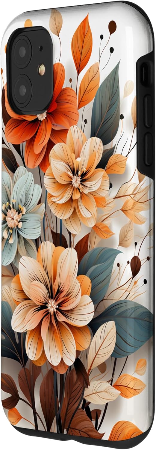Funda para iPhone 11 Cute Fall Flower Sublimation Clipart Autumn Leaves