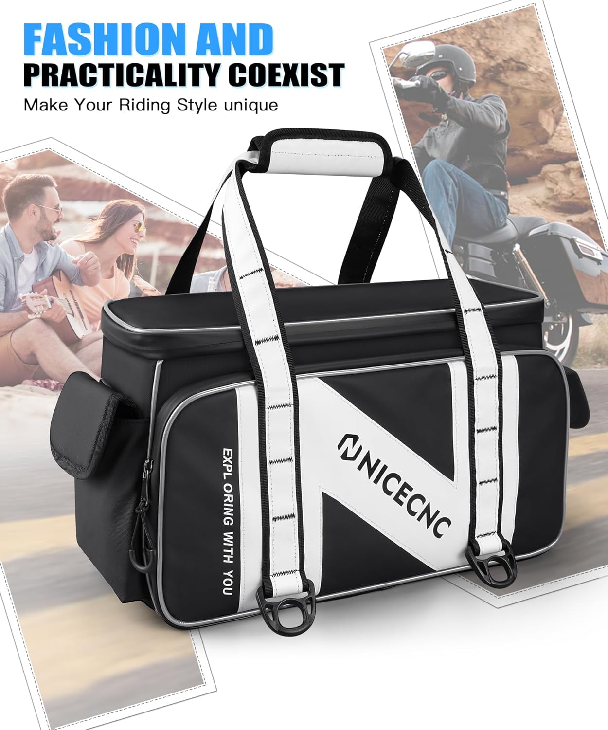 NICECNC Bolsa enfriadora para motocicleta de 16 litros, doble aislamiento, bolsa de sillín a prueba de fugas, compatible con Harley Davidson Touring
