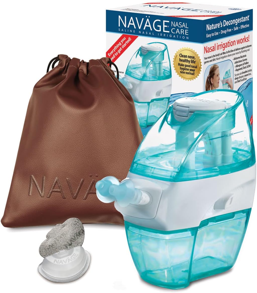 Navage Nasal Care – Paquete de limpiador de nariz con 20 cápsulas SaltPod Bolsa de viaje (borgoña)