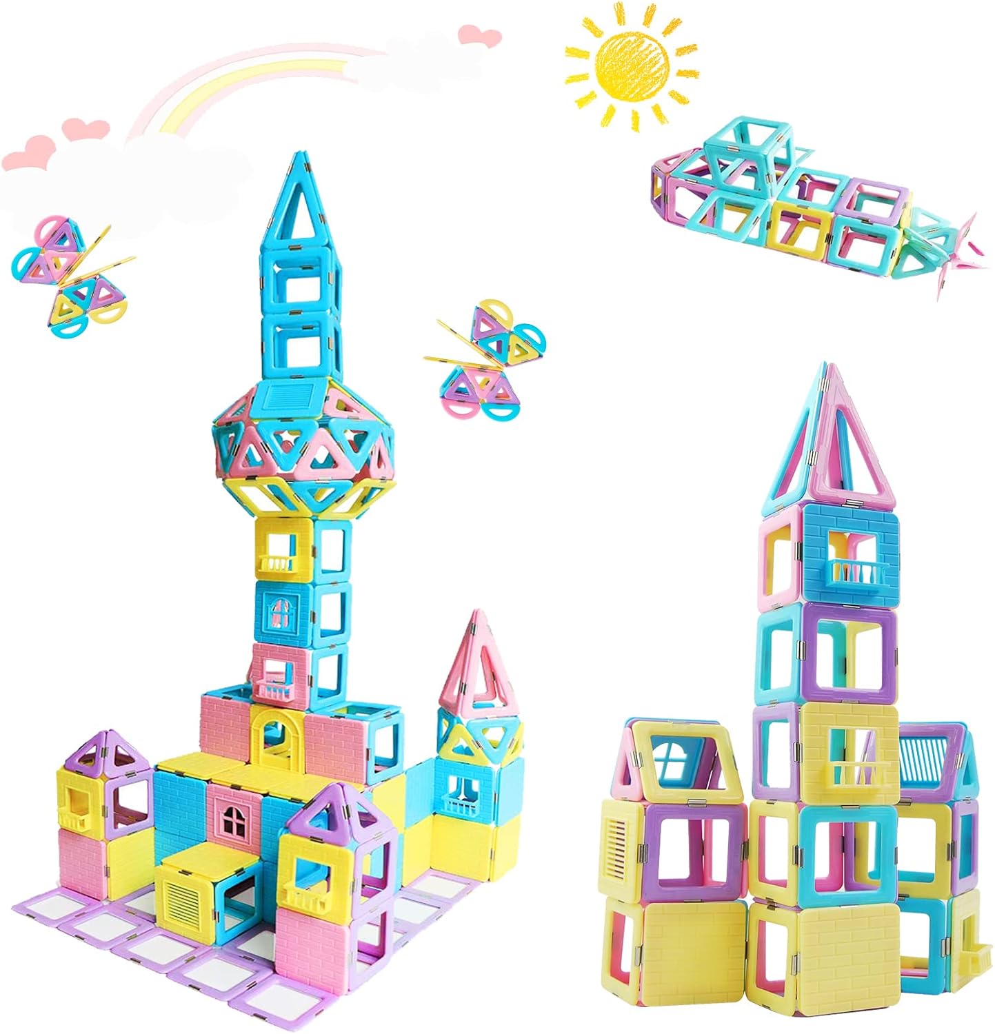 MAGBLOCK Bloques de construcción de azulejos magnéticos, regalo para niñas y niños de 3 a 8 años, juguetes educativos para niños y niñas