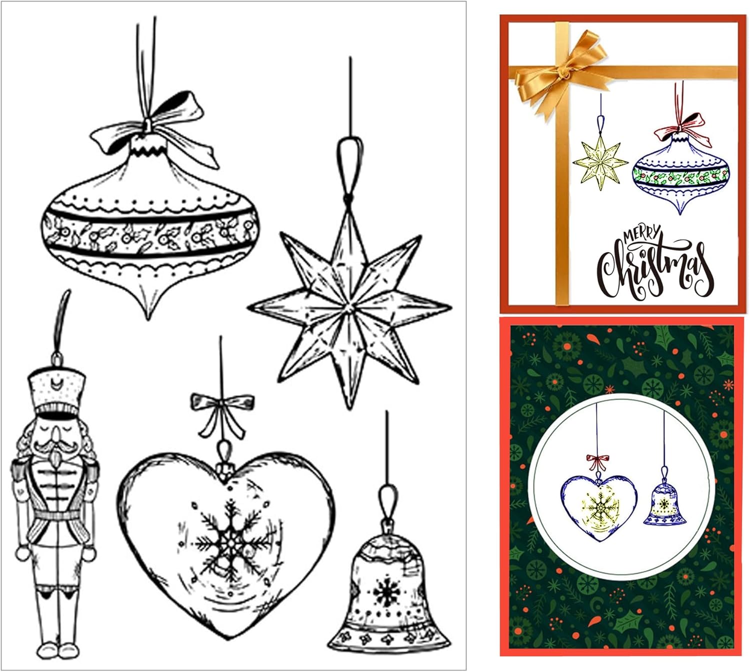 Arbuya Bolas de Navidad transparentes para hacer tarjetas de Navidad o diarios, adornos decorativos de Navidad con estrellas colgantes, sellos de