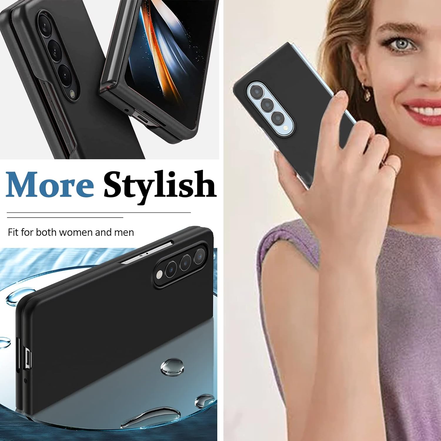 Miimall Funda compatible con Samsung Galaxy Z Fold 5, parachoques de PC líquido sedoso, carcasa plegable ultrafina y ligera, funda protectora de