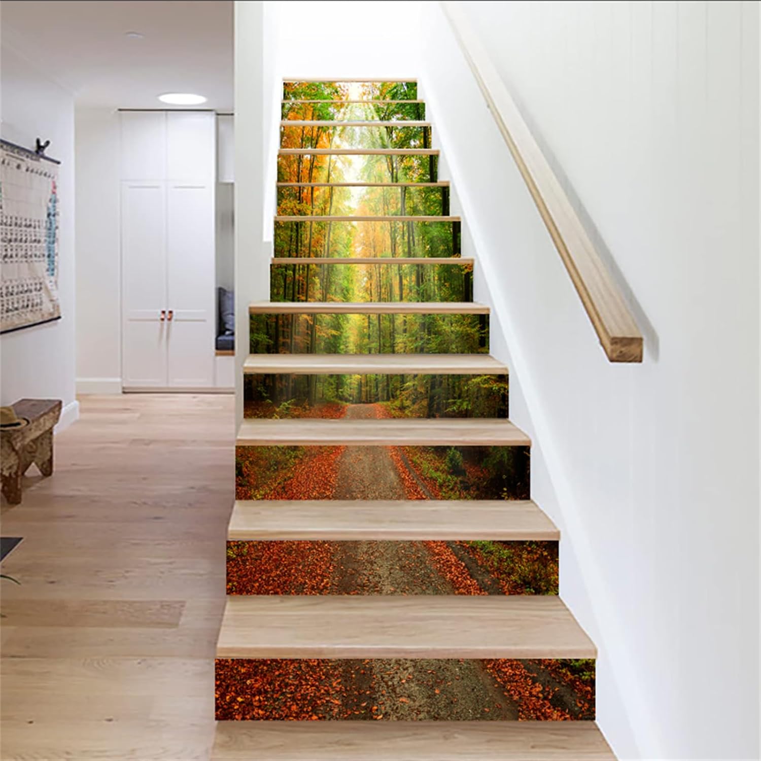 artfanke 13 calcomanías 3D de arce para escaleras de bosque de arce para despegar y pegar, calcomanías autoadhesivas para escaleras, calcomanías