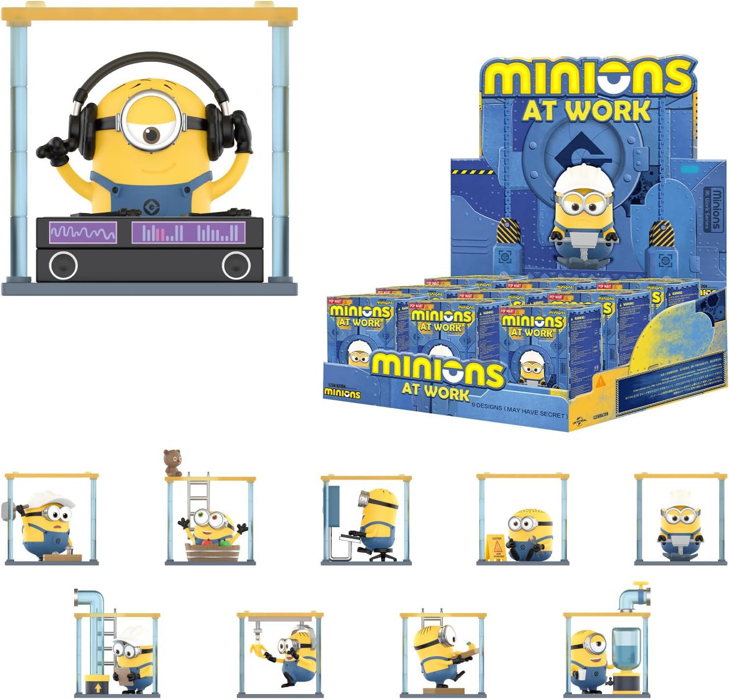 POP MART, Minions – Base secreta, figura de acción, juego de 99, juguetes de colección, caja al azar, regalo para cumpleaños, Navidad, fiestas,