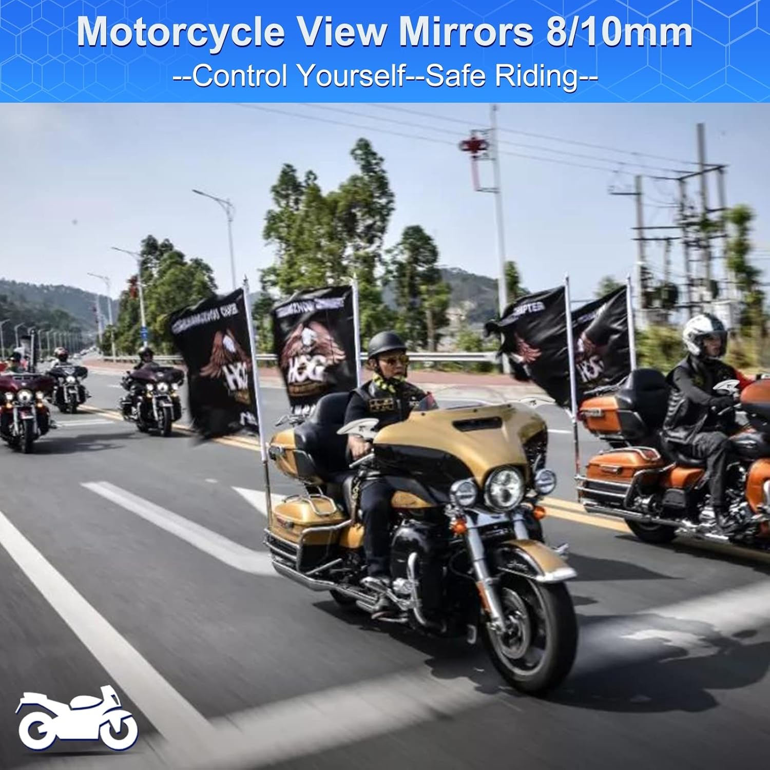 Espejo retrovisor universal de motocicleta de 80.394 in, espejo lateral con adaptador y diseño giratorio ajustable, antioxidante, impermeable, apto
