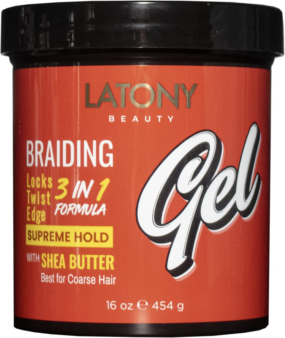 Gel trenzado de 16 onzas, 16.01 oz, 3 en 1, cerraduras 3 en 1, sin encrespamiento, sin descamación, aceite de argán de aloe vera a base de agua,