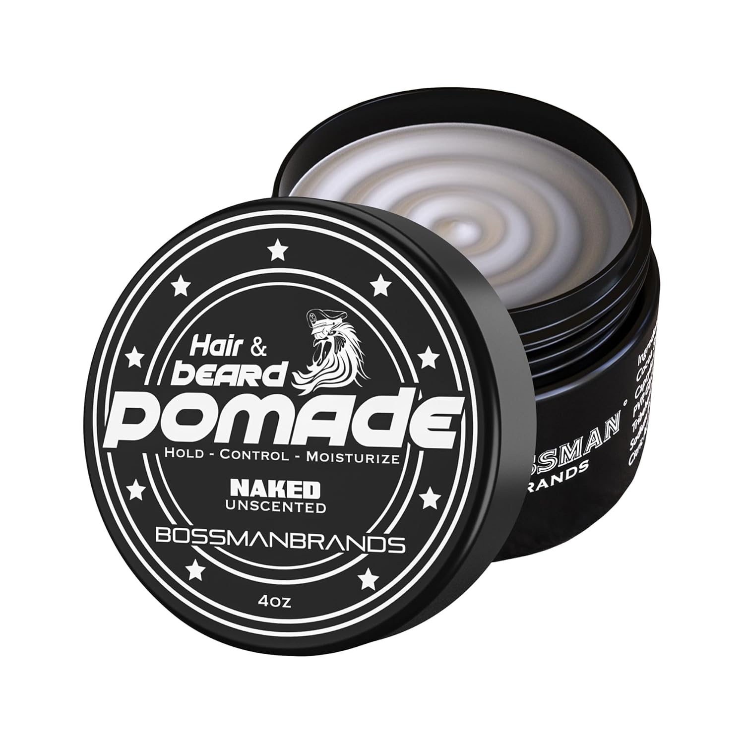 Bossman Pomada para cabello y barba para hombres, hidratante con sujeción y control medio, pomada para peinar el cabello para hombre, fabricada en