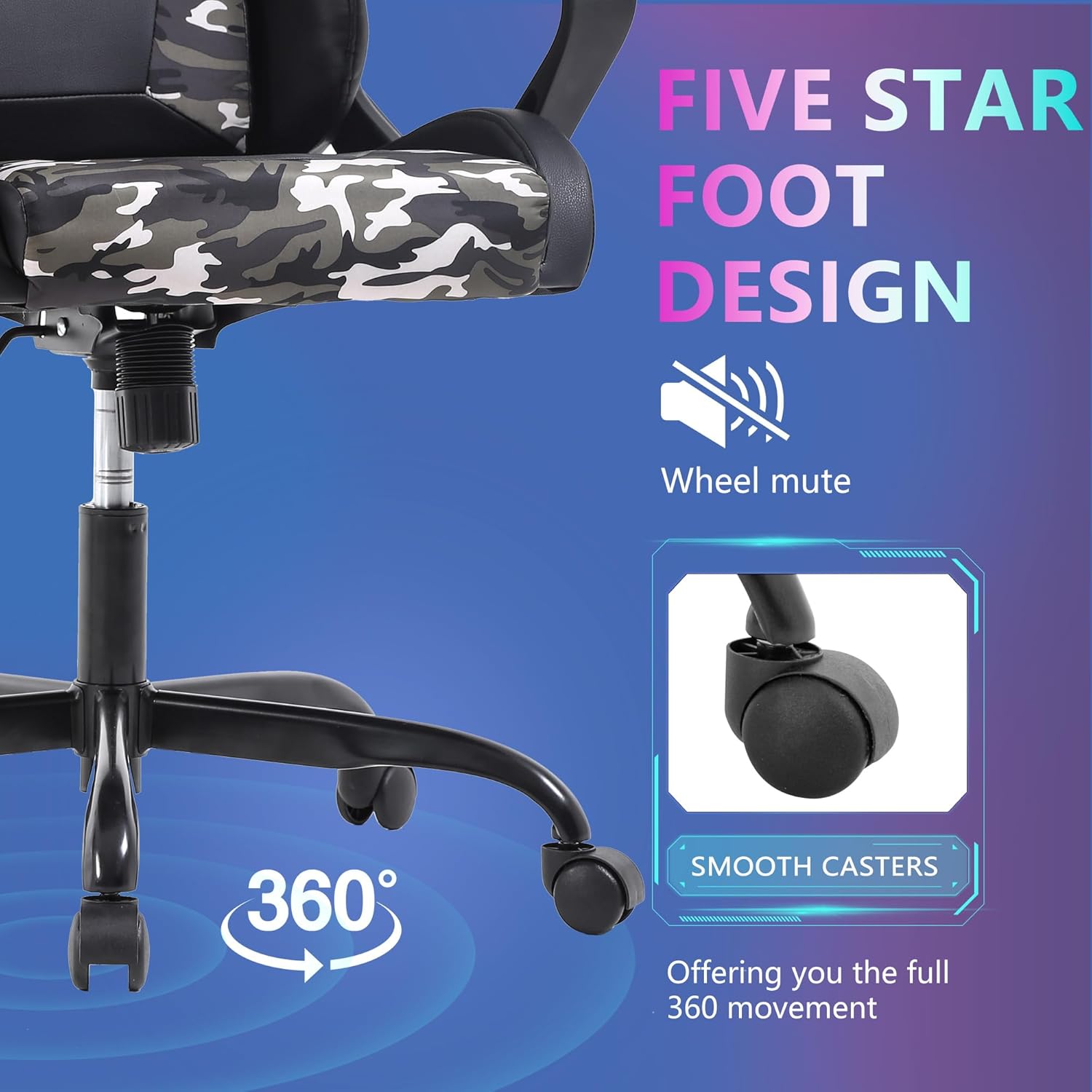 PayLessHere Silla ergonómica de escritorio de carreras, silla de computadora con reposabrazos, giratoria de 360 y ruedas de poliuretano, silla de