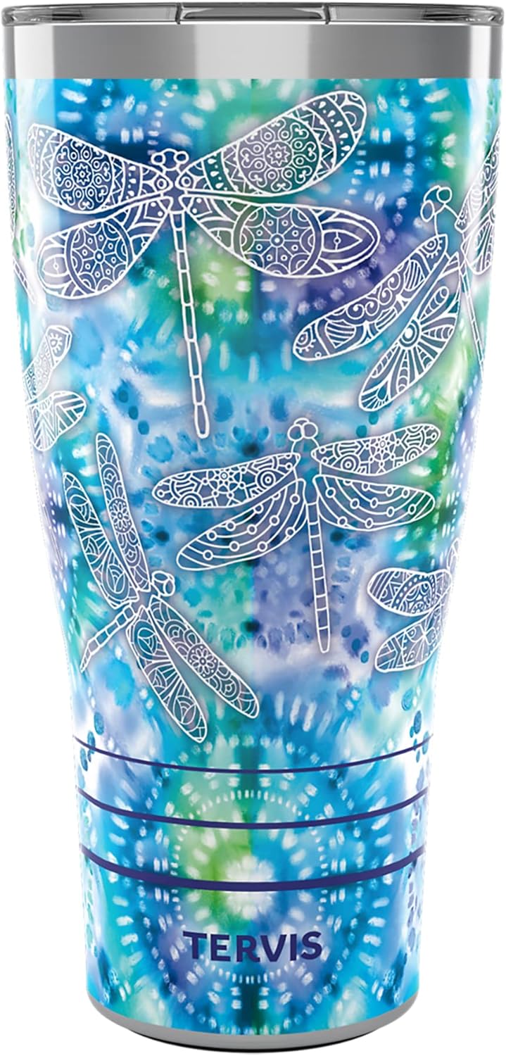 Tervis Vaso aislado de libélula Tie Dye, 30 onzas, acero inoxidable