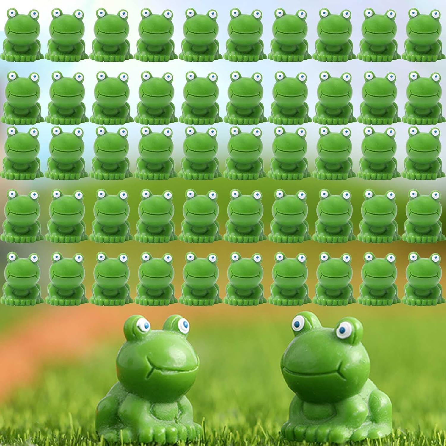 Paquete de 200 ranas pequeñas, ranas pequeñas, ranas de resina, mini ranas de resina a granel, mini ranas de resina en miniatura, rana verde (verde,