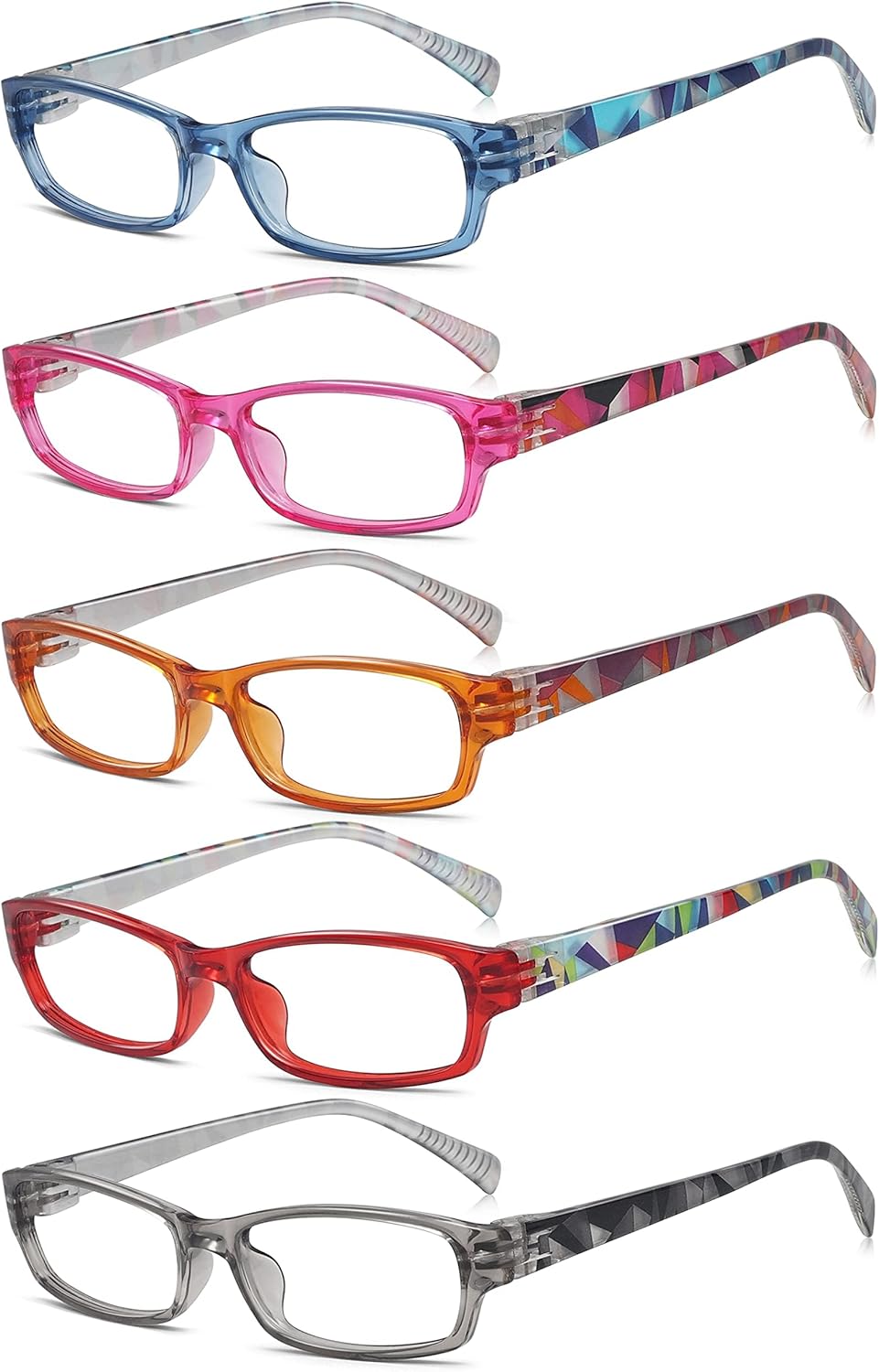 Eyekepper Paquete de 5 lentes de lectura con diseño Metalless para mujer, bisagras de resorte sin tornillos, +2.5
