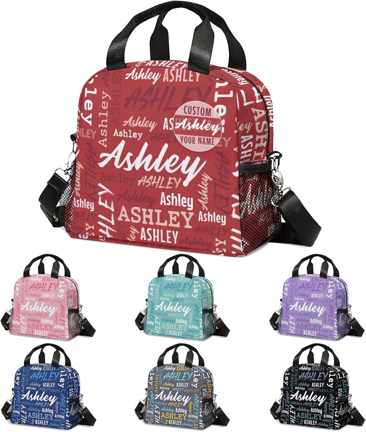Bolsa de almuerzo personalizada con nombre, poliéster, color 11, unisex